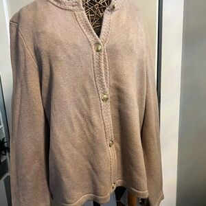 J. Crew Taupe Button-Front Cardigan with Gold Buttons